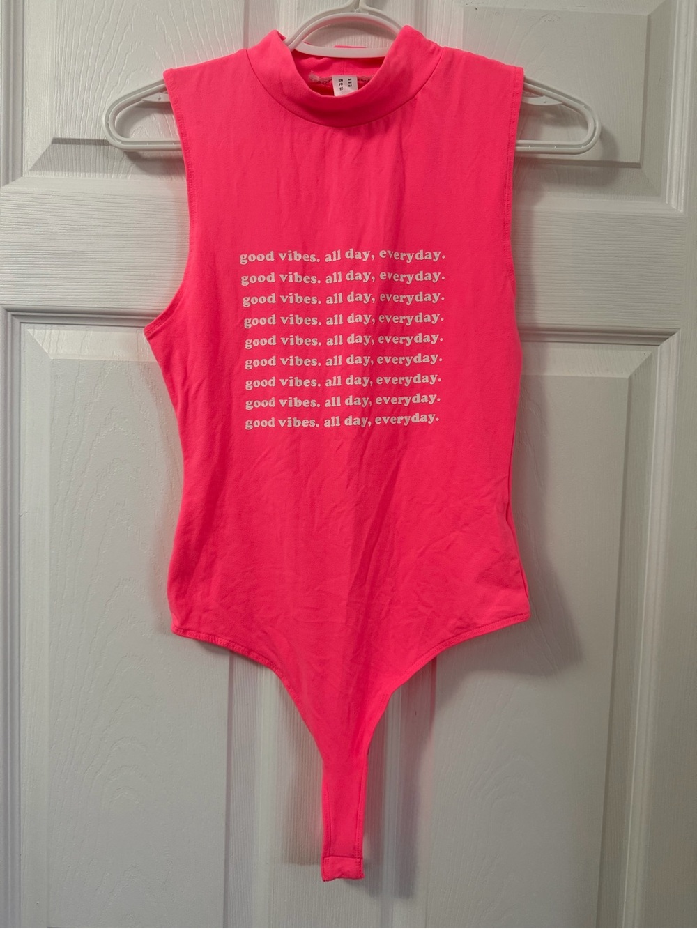 Neon Pink 'Good Vibes' One-Piece Bodysuit